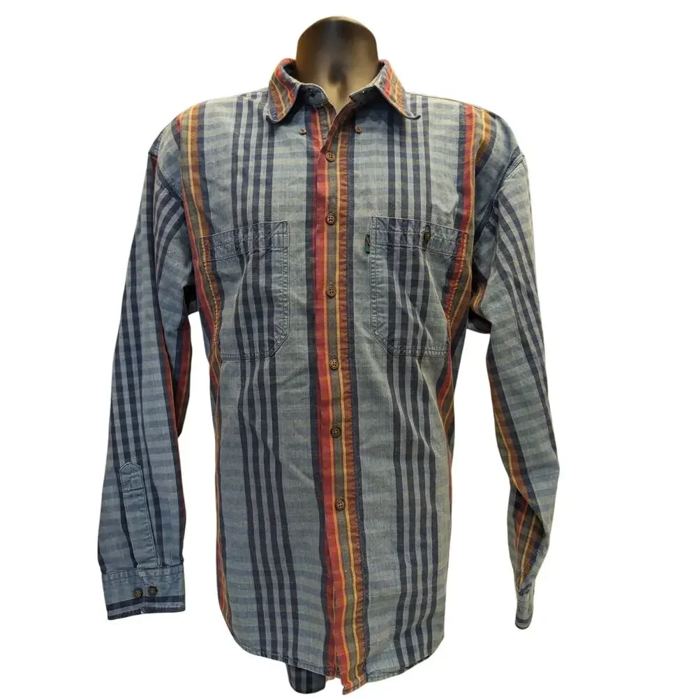 Colours by Alexander Julian Shirt Mens XL Plaid Cotton Long Sleeve Vintage Style - Picture 5 of 13
